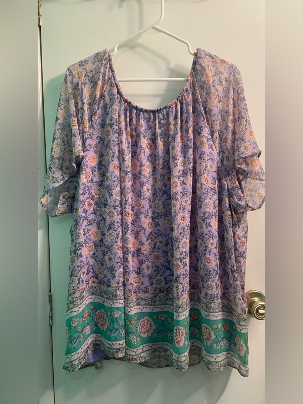 Women’s Lavender Floral Peasant Top - Lauren Conrad 3X NWT